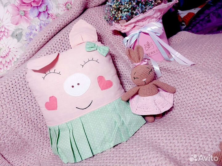 Набор подушка и игрушка. Подарок. Ручная работа