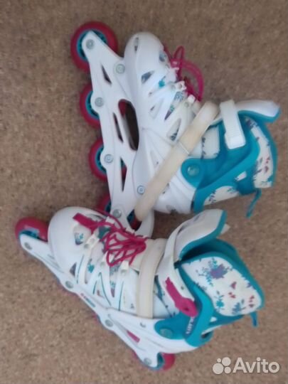 Ролики для девочек, размер 36-39+ защита