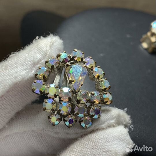 Серьги Клипсы Аврора Бореалис Чехословакия Ретро