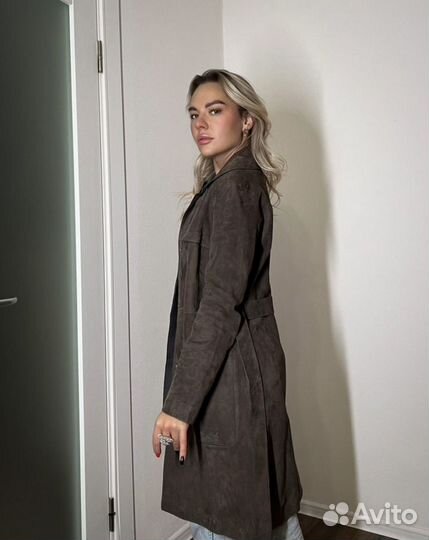 Пальто massimo dutti xs из натуральной замши