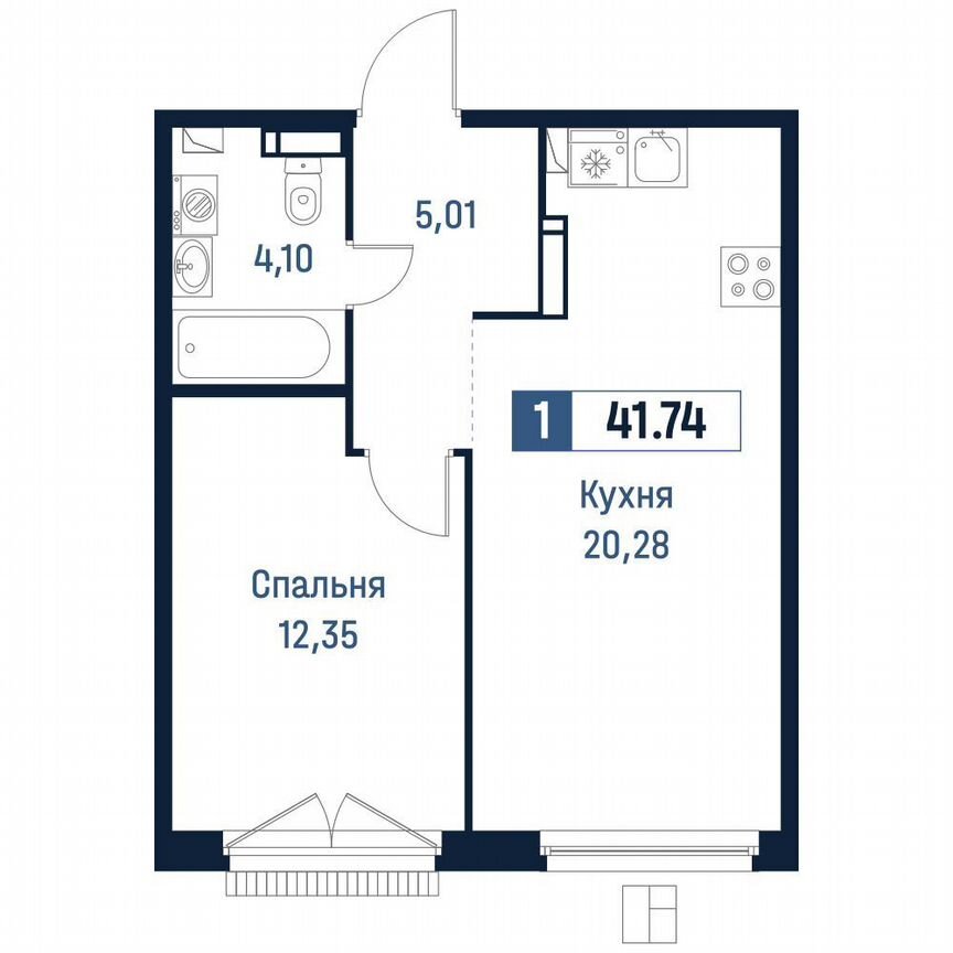 1-к. квартира, 41,7 м², 14/18 эт.