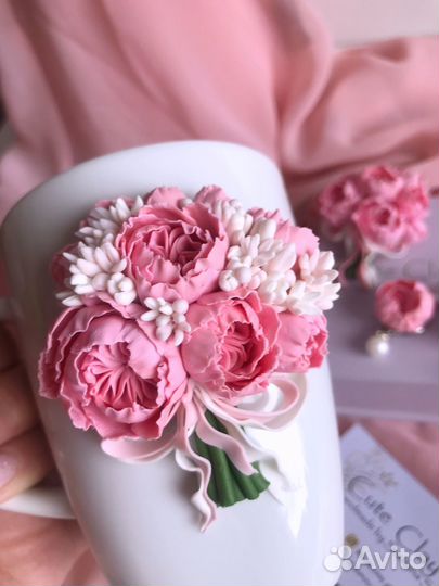 Кружка с пионами