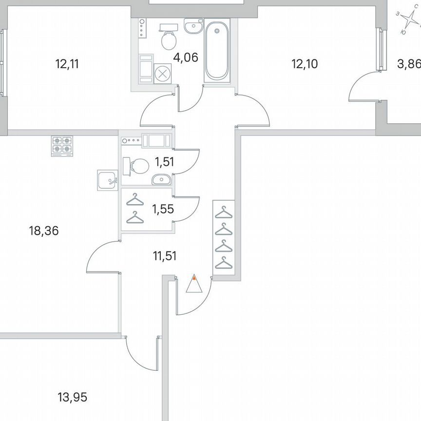 3-к. квартира, 77,1 м², 2/4 эт.