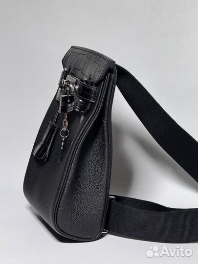 Мужская сумка слинг Hermes из натуральной кожи