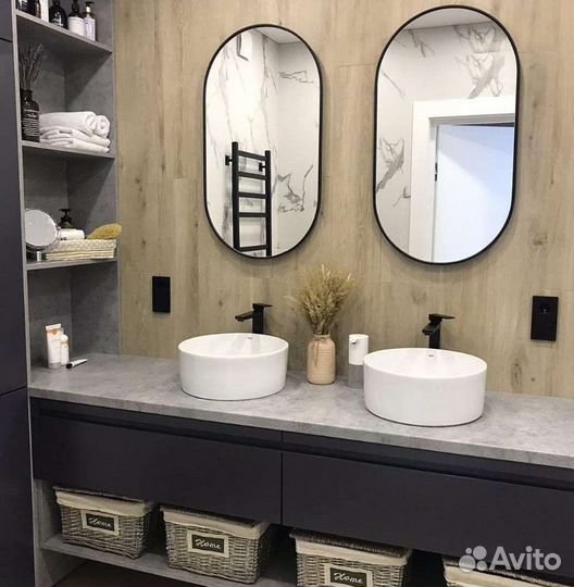 Зеркало с подсветкой овальное, капсульное