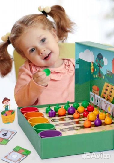 Игра сортер для изучения счета Фрукты-овощи новая