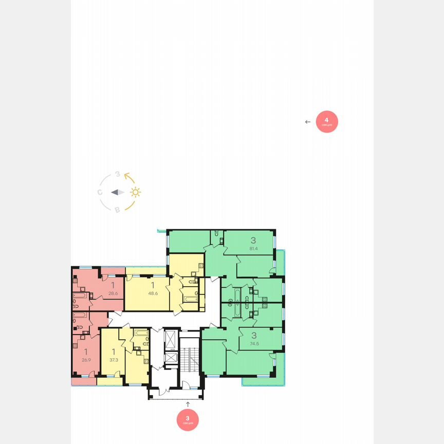 1-к. квартира, 53,3 м², 15/15 эт.