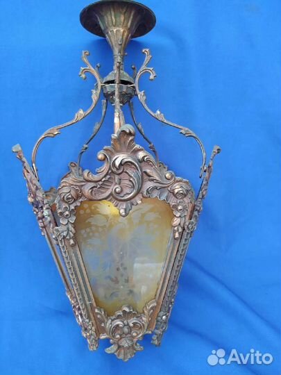 Лампа светильник люстра СССР фонарь латунь бронза