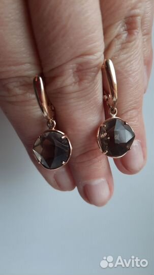 Золотой комплект с раухтопазом