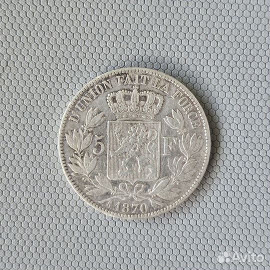 5 франков Серебро, Бельгия 1870 г
