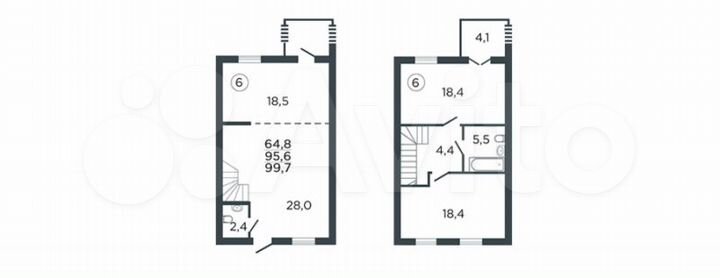 2-к. квартира, 99,7 м², 1/2 эт.