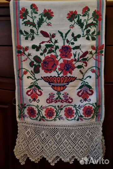 Рушник старинный с кружевом