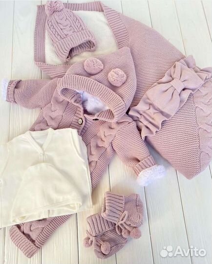 Вязаные теплые комплекты на выписку