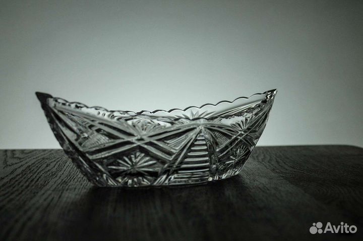 Салатник хрустальный лодочка