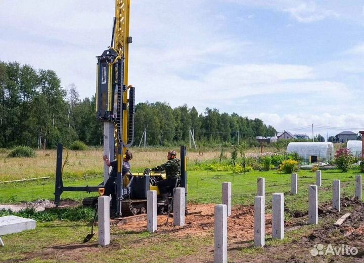 Фунламент на забивных сваях. Жб сваи с монтажом