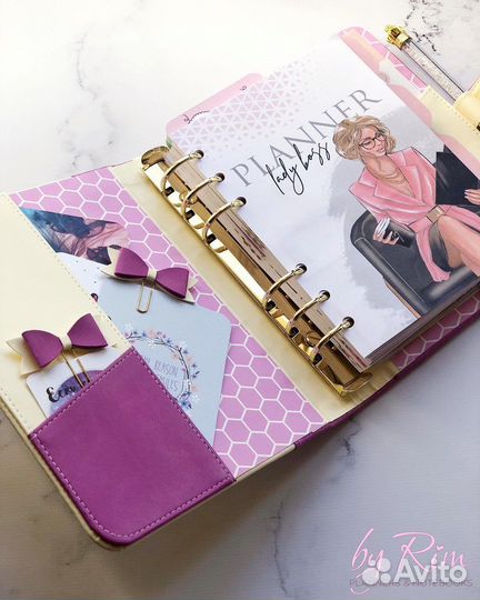 Планер (Блокнот) бежево-фиолетовый