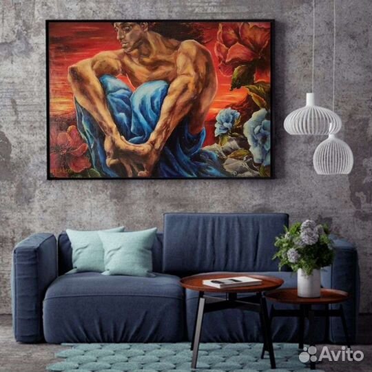 Картина маслом, холст 50х70 Демон Копия вольная