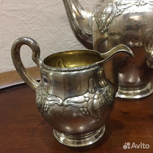 Старинный чайный набор. Серебро 