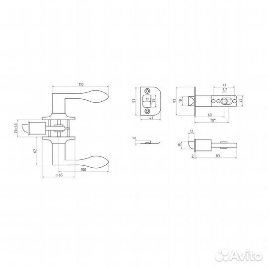 Защелка межкомнатная ISP зв1-01 ключ-фиксатор, ста