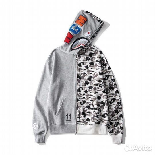 Зип худи full zip Bape 11 серое