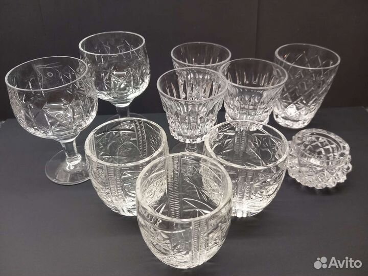 Хрустальные стопки, рюмки, солонка СССР