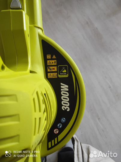 Электрический садовый пылесос ryobi, 3000 вт