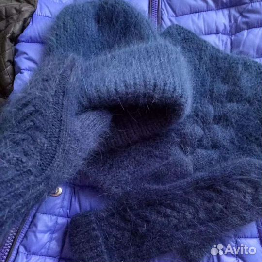 Шапка, комплект, варежки, снуд