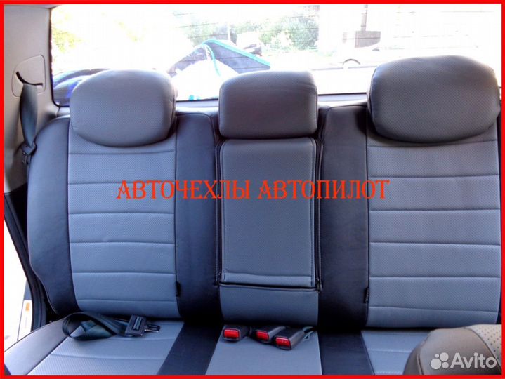 Чехлы Автопилот Ssangyong Kyron из экокожи чёр-сер