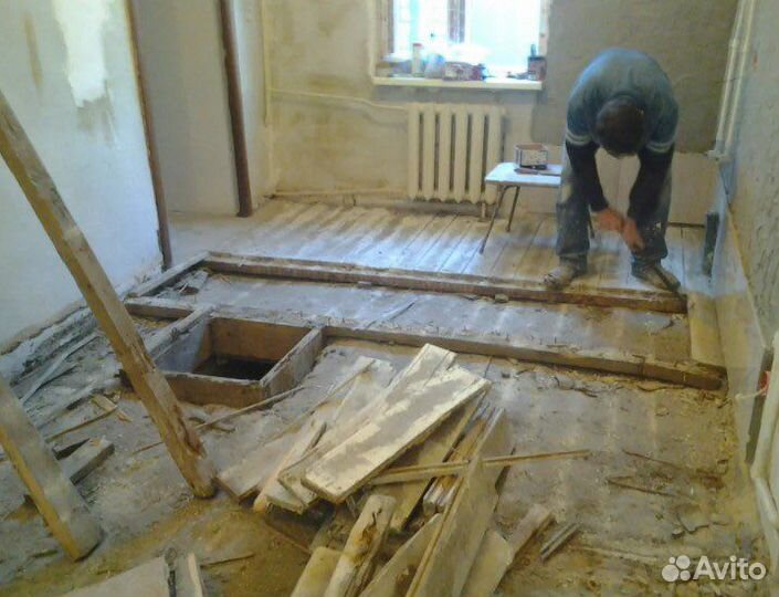 Демонтаж деревянного пола Стяжка пола