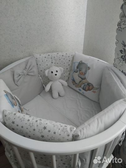 Кроватка трансформер круглая, овальная