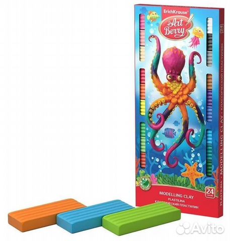 Erich Krause Пластилин 24 цвета премиум, алоэ вера