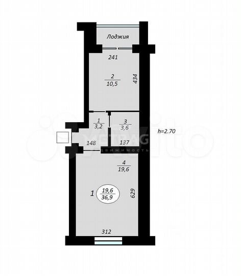 1-к. квартира, 36,9 м², 4/4 эт.