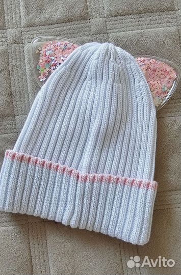 Шапка для девочки с ушками 48-50