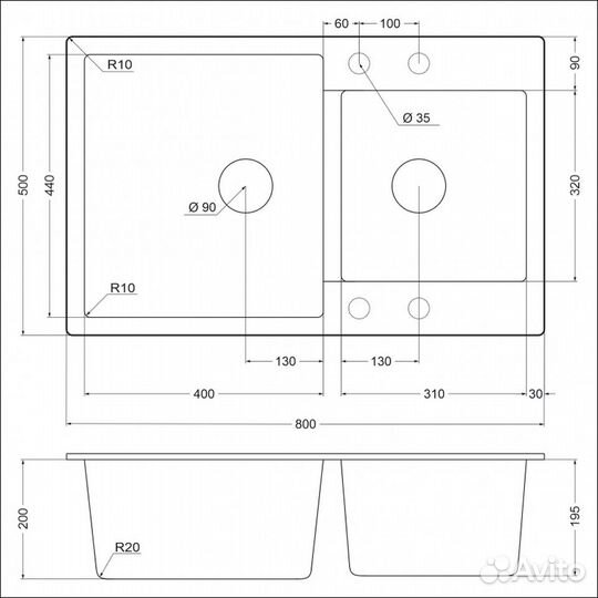 Кварцевая мойка emar EMQ-2800.Q Сардоникс