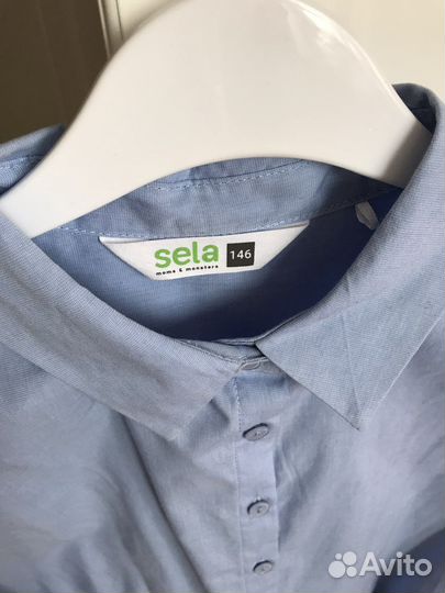 Рубашка sela хлопковая на девочку 146 см