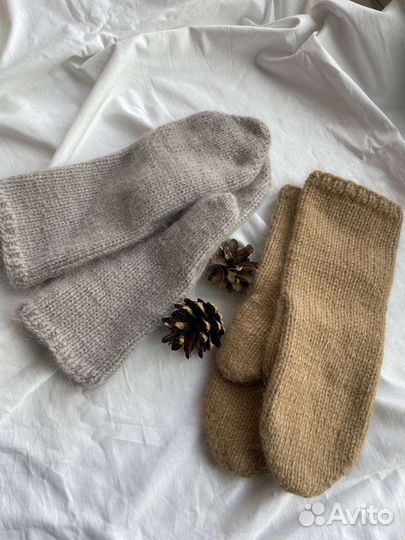 Варежки из пуха норки