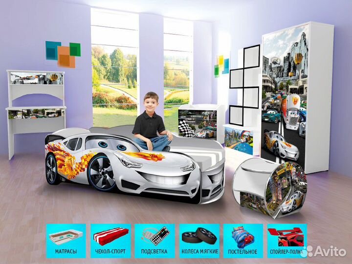 Кровать машина детская кровать для мальчика с борт