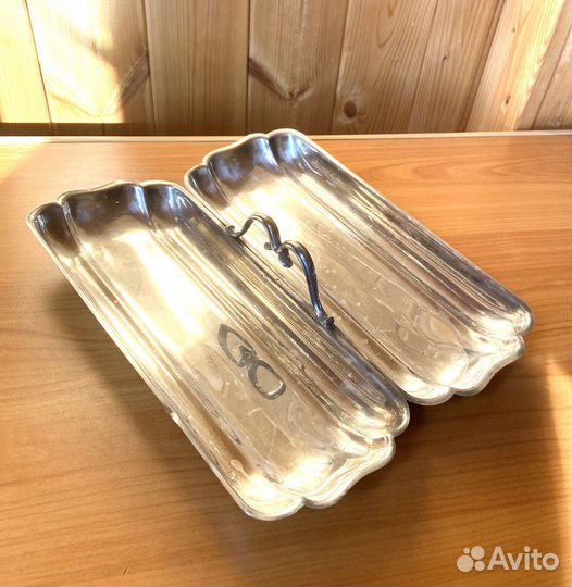 Cервировочное блюдо бристольское серебро винтаж