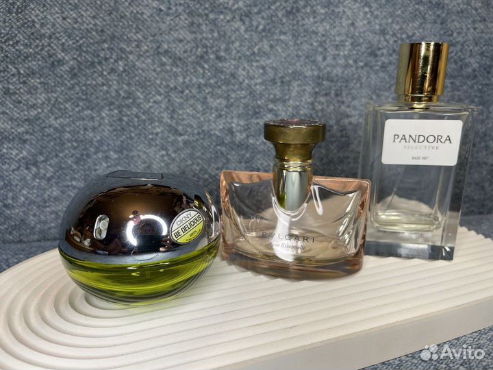 3 Флакона духов с остатками: dkny, Bvlgari Pandora