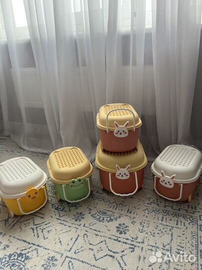 Контейнер для игрушек на колесах машинка животные