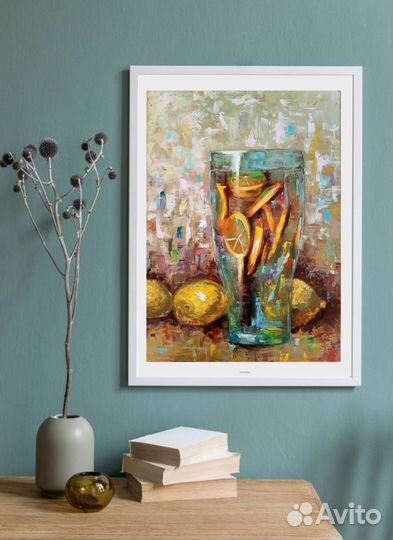 Лимоны интерьерная картина маслом лимоны в бокале