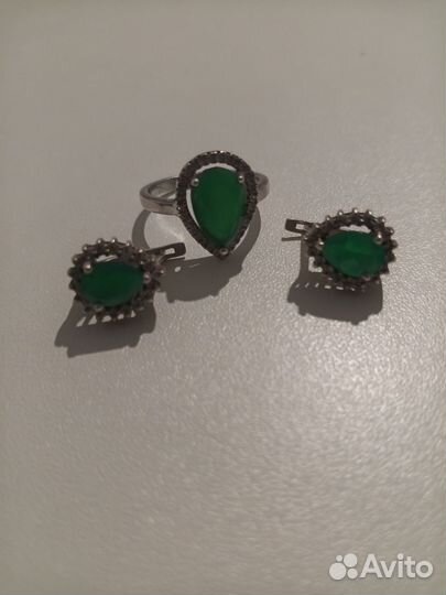 Серьги и кольцо серебро