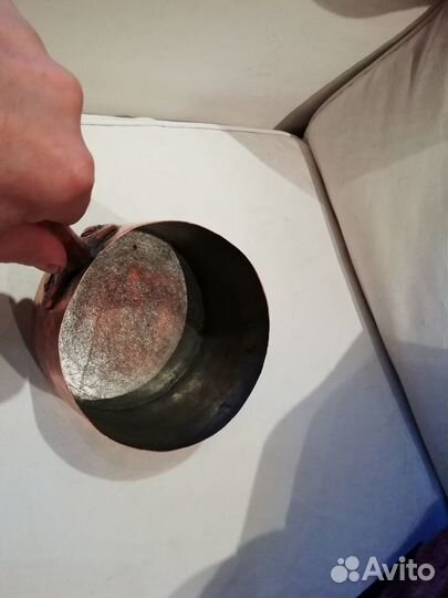 Кастрюля с ручкой медная старинная клеймо