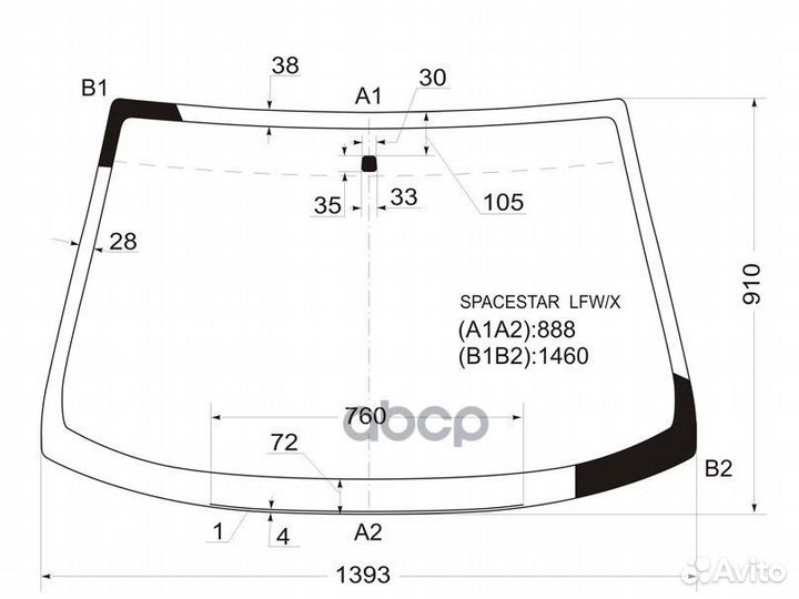 Стекло лобовое mitsubishi spacestar MPV 98-05 S