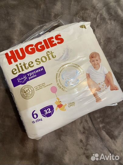 Подгузники трусики huggies elite soft 6, от 15кг
