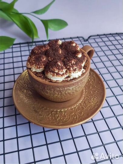 Шоколадная чашка с блюдцем