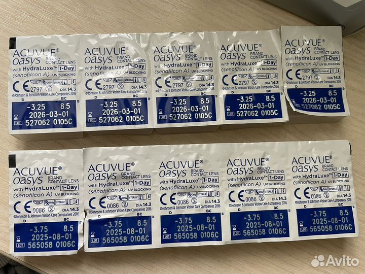 Однодневные линзы -3,25 и -3,75