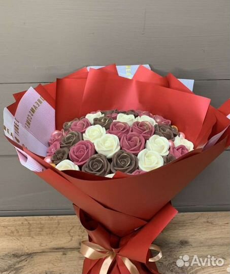 Шоколадные цветы,101 роза,букет учителю