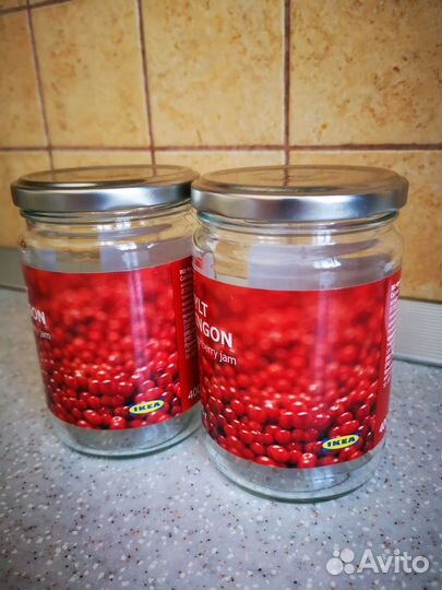 2 пустые 400гр банки Икеа Клюквенное варенье
