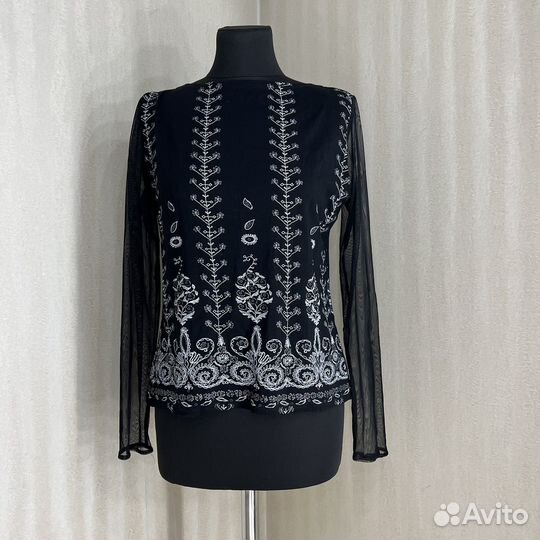 Блузка с прозрачными рукавами 44 46